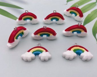 Ciondoli a forma di nuvola arcobaleno in resina, perfetti per orecchini, collane, bracciali, gioielli fai da te, decoden, cabochon e portachiavi.