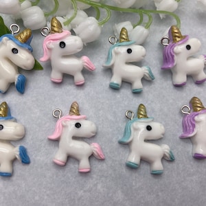 Resin Kawaii Unicorn Charms,Animal Pendants For Jewelry Making,Earring Necklace Bracelet Findings Decoration Accessories,DIY Craft Supplies