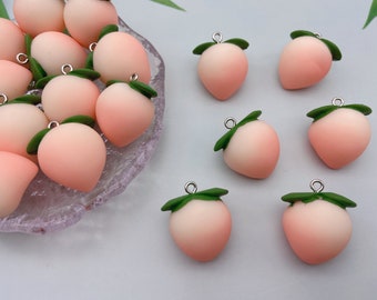 Fruit Charm Resin Pink Peach Charms Pendant For Earring Necklace Bracelet Key Chain Jewelry Making Decoration Accessories,DIY Craft Supplies