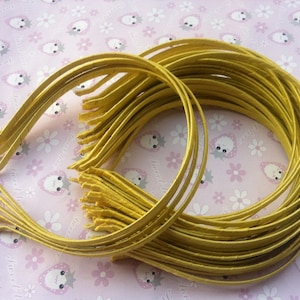 Good quality--20 pcs 5mm wide yellow plain satin headband