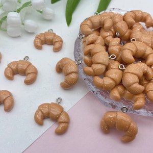 Kawaii Resin Croissant Charms Resin Pendants For Jewelry Making Earring Necklace Bracelet Keychain Decoration Accessories DIY Craft Supplies