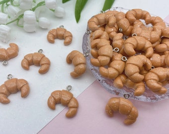 Kawaii Resin Croissant Charms Resin Pendants For Jewelry Making Earring Necklace Bracelet Keychain Decoration Accessories DIY Craft Supplies