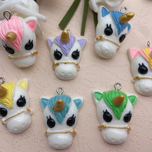 Resin Kawaii Unicorn Charms,Animal Pendants For Jewelry Making,Earring Necklace Bracelet Findings Decoration Accessories,DIY Craft Supplies