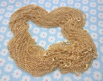 Sale 20pcs 27inch 3x4mm gold-plated necklace chain with lobster clasp