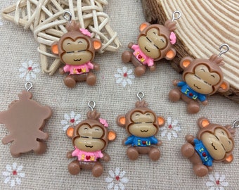 Resin Kawaii Monkey Charms,Animal Pendants For Jewelry Making,Earring Necklace Bracelet Findings Decoration Accessories,DIY Craft Supplies