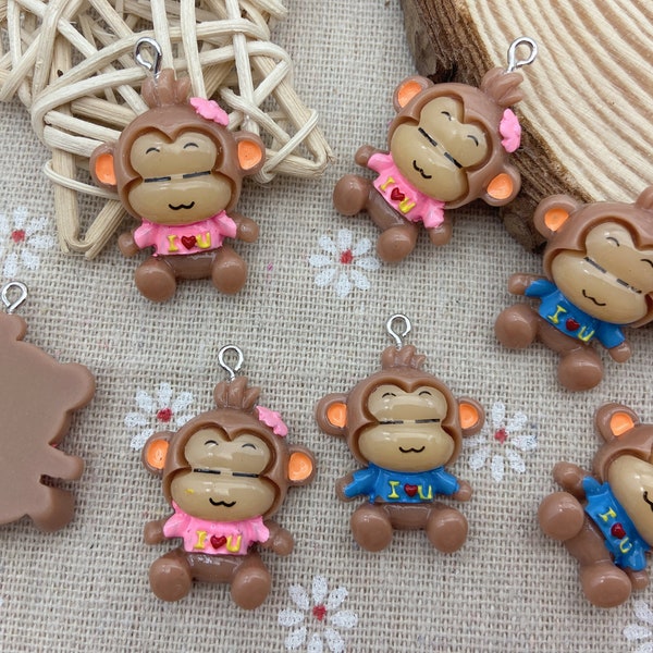 Resin Kawaii Monkey Charms,Animal Pendants For Jewelry Making,Earring Necklace Bracelet Findings Decoration Accessories,DIY Craft Supplies