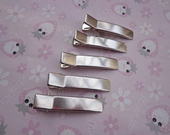 50 pcs --48X9mm Silver Plated Double Prong Alligator Hair Clips