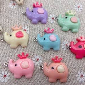 Resin Kawaii Elephant Charms,Animal Pendants For Jewelry Making,Earring Necklace Bracelet Findings Decoration Accessories,DIY Craft Supplies