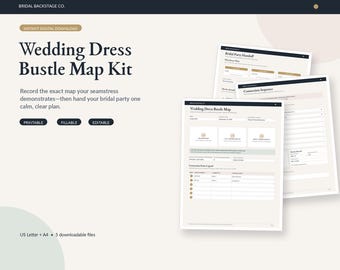 Kit per la gestione dello strascico dell'abito da sposa, schede per il passaggio di consegne tra sposa e damigelle (modello PDF compilabile)