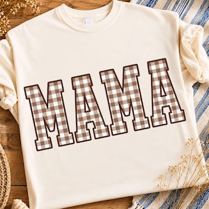 Mama Brown Gingham Png Printable Design Instant Download