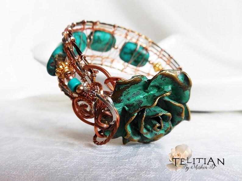 MOTHER/'S DAY SPECIAL Turquoise cuff bangle Vintage Turquoise bangle Wrapped Turquoise cuff bracelet Wrapped Turquoise bangle
