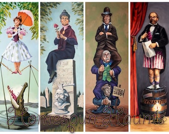 Haunted Mansion Stretching Room Portraits – Full Set Canvas Prints (12" x 36")