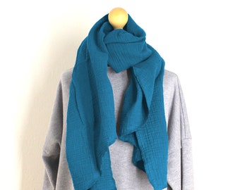 Musselin scarf 200 x 65 - petrol and many colours