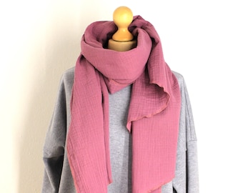 Musselin scarf 200 x 65 - old pink and many colors