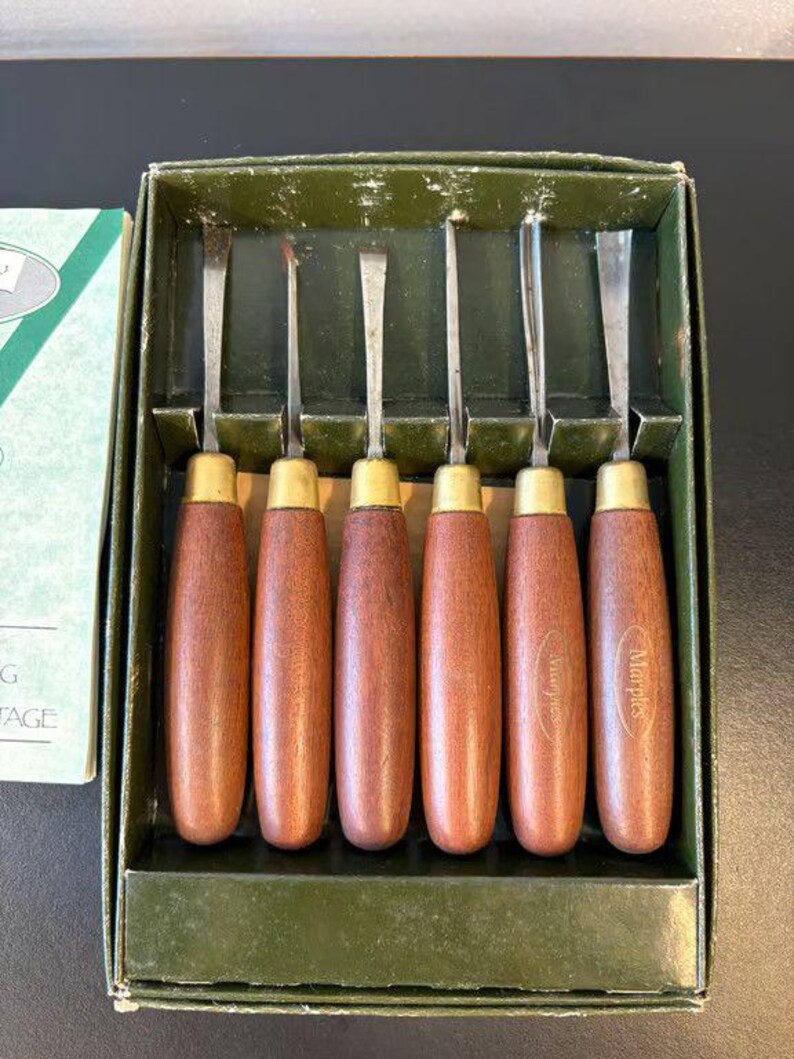 Marples Wood Carving Chisel Set 6 Gouges Boxed with Leaflet Sheffield England image 2