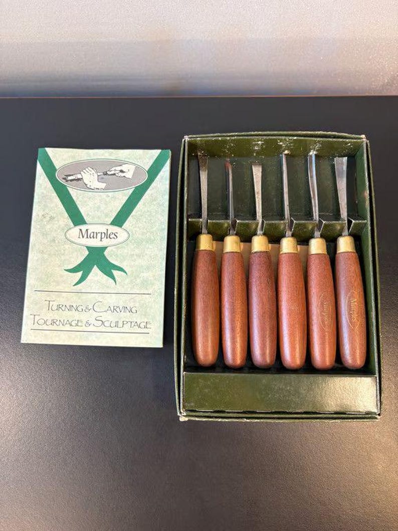 Marples Wood Carving Chisel Set 6 Gouges Boxed with Leaflet Sheffield England image 1