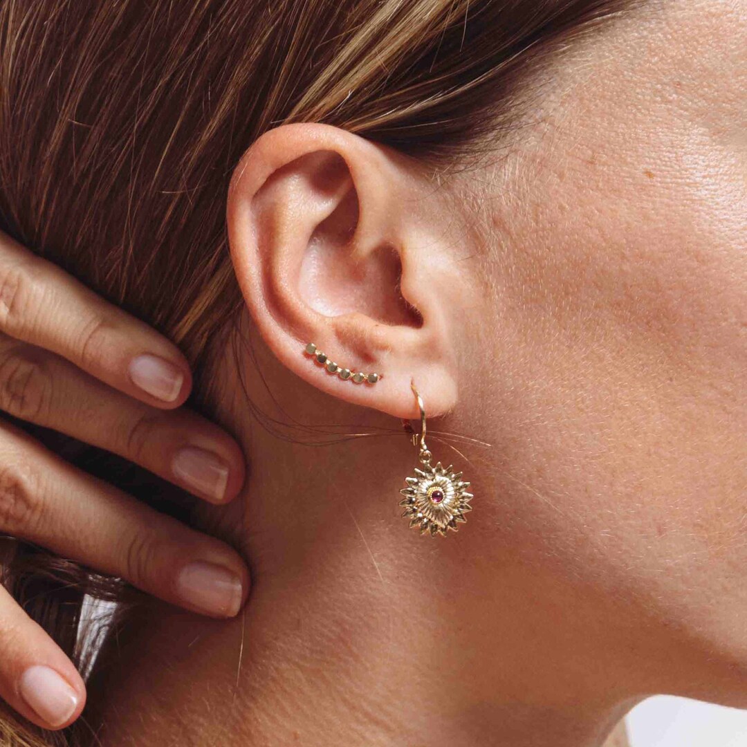Boucles D'Oreilles Pendantes En Forme De Cœur - Laiton Doré à L'Or 14k, Avec Perle D'Eau Douce, Dormeuses