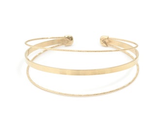Bracelet jonc multi rang doré à l'or fin 24 carats / Collection Lac