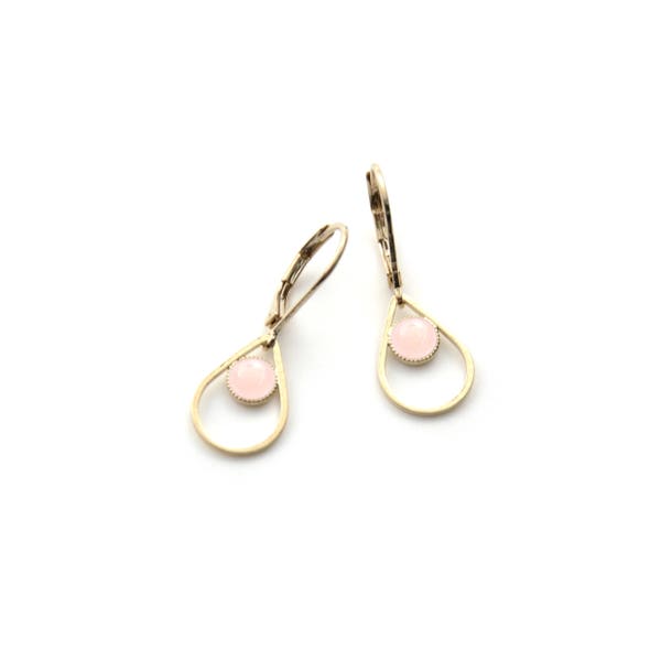 Boucles d'oreilles dorées à l'or fin 24 carats et pierres semi-précieuses / Collection Aime