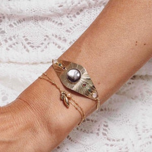 ブレスレット doré à l'or fin 24 カラット et pierre semi-précieuse / Collection Solarius