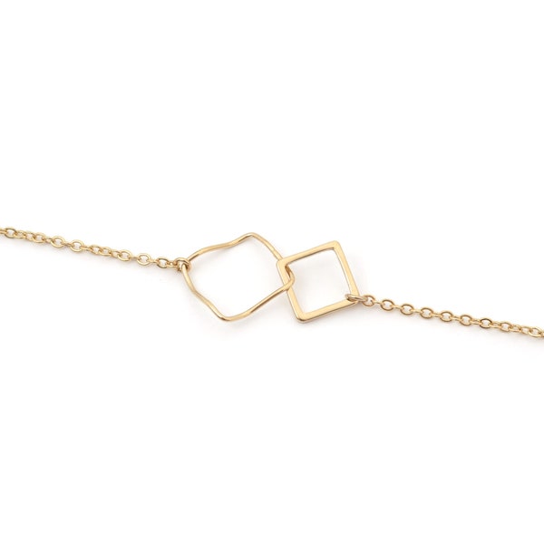 Bracelet carré enlacé doré à l'or fin 24 carats / Collection Santorin