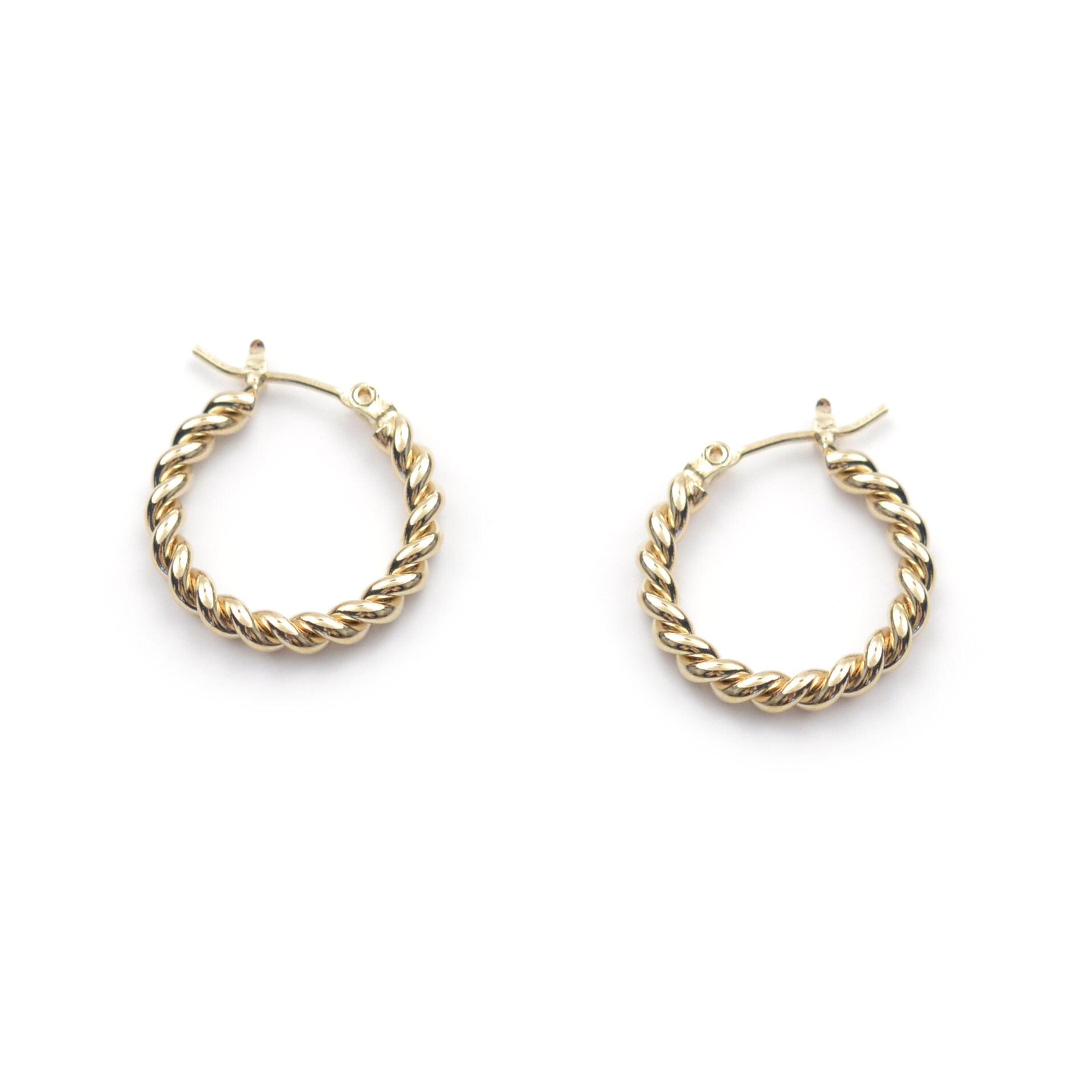 Boucles D'oreilles Créoles Torsadées 5cm - Plaqué Or 18 Carats, Bijoux Femme Bijouxia