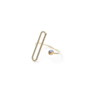 Bague ouverte plaquée à l'or fin 24 カラット et pierre semi-précieuse / コレクション アルページュ