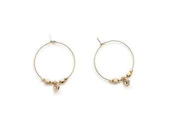 Boucles d'oreilles créoles dorées à l'or fin 24 carats / Collection Maya