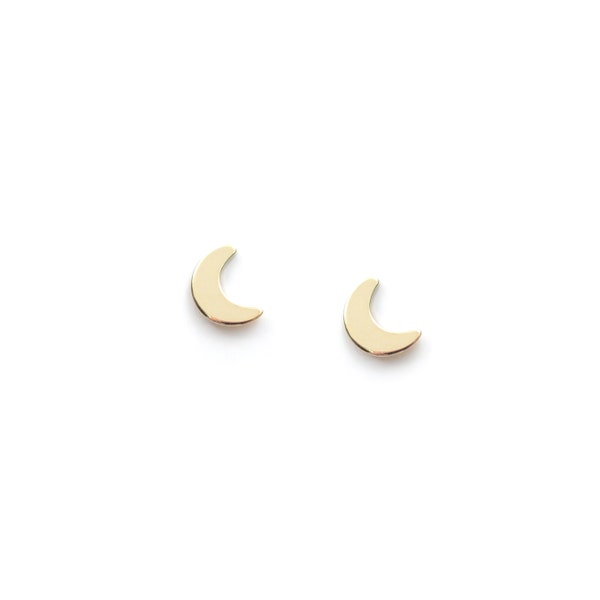 Boucles d'oreilles puces dorées à l'or fin 24 carats / Collection Lune