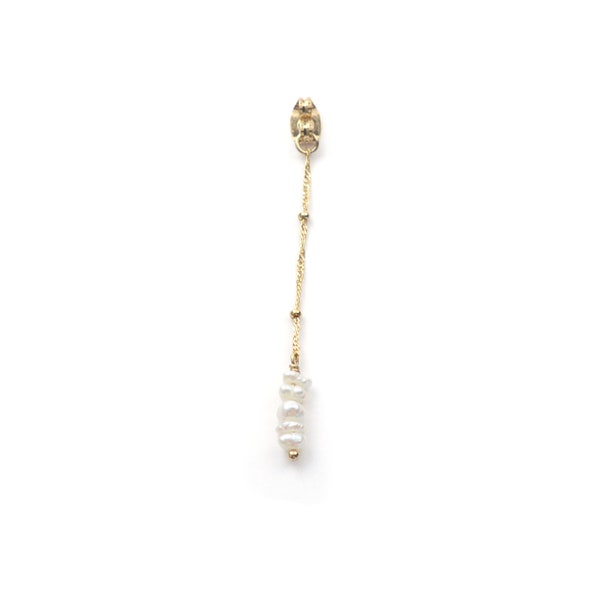 Dos de boucles d'oreilles dorées à l'or fin 24 carats et perles d'eau douce / Collection Mooréa
