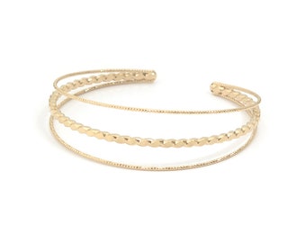Bracelet jonc multi rang doré à l'or fin 24 carats / Collection Laya