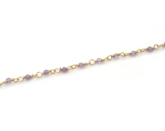 Bracelet doré à l'or fin 24 carats et améthystes / Collection Prisme