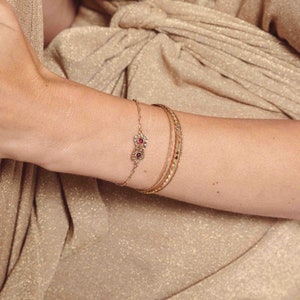 ブレスレット doré à l'or fin 24 カラット et pierre semi-précieuse / コレクション カイマン アンレース