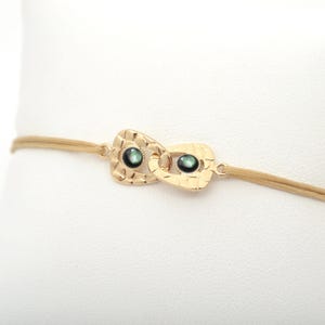 ブレスレット Cordon enlacé doré à l'or fin 24 カラット et pierre semi-précieuse / コレクション カイマン