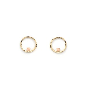 Boucles d'oreilles puces dorées à l'or fin 24 carats et pierres semi-précieuses / Collection Circus PM Pierre de lune