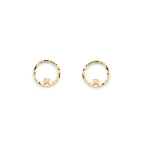 Boucles d'oreilles puces dorées à l'or fin 24 carats et pierres semi-précieuses / Collection Circus PM