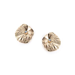 Boucles d'oreilles fleur puces dorées à l'or fin 24 カラット エ ピエール セミプレシューズ / コレクション アザレ PM