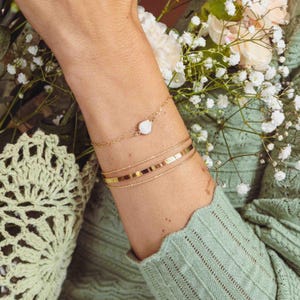 ブレスレット doré à l'or fin 24 カラット et pierre semi-précieuse / Collection Icône