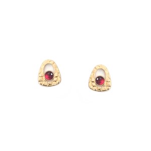 Boucles d'oreilles puces dorées à l'or fin 24 カラット エ ピエール セミプレシュース / コレクション カイマン シンプル