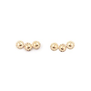 Boucles d&#39;oreilles puces triples dorées à l&#39;or fin 24 carats / Collection Maya