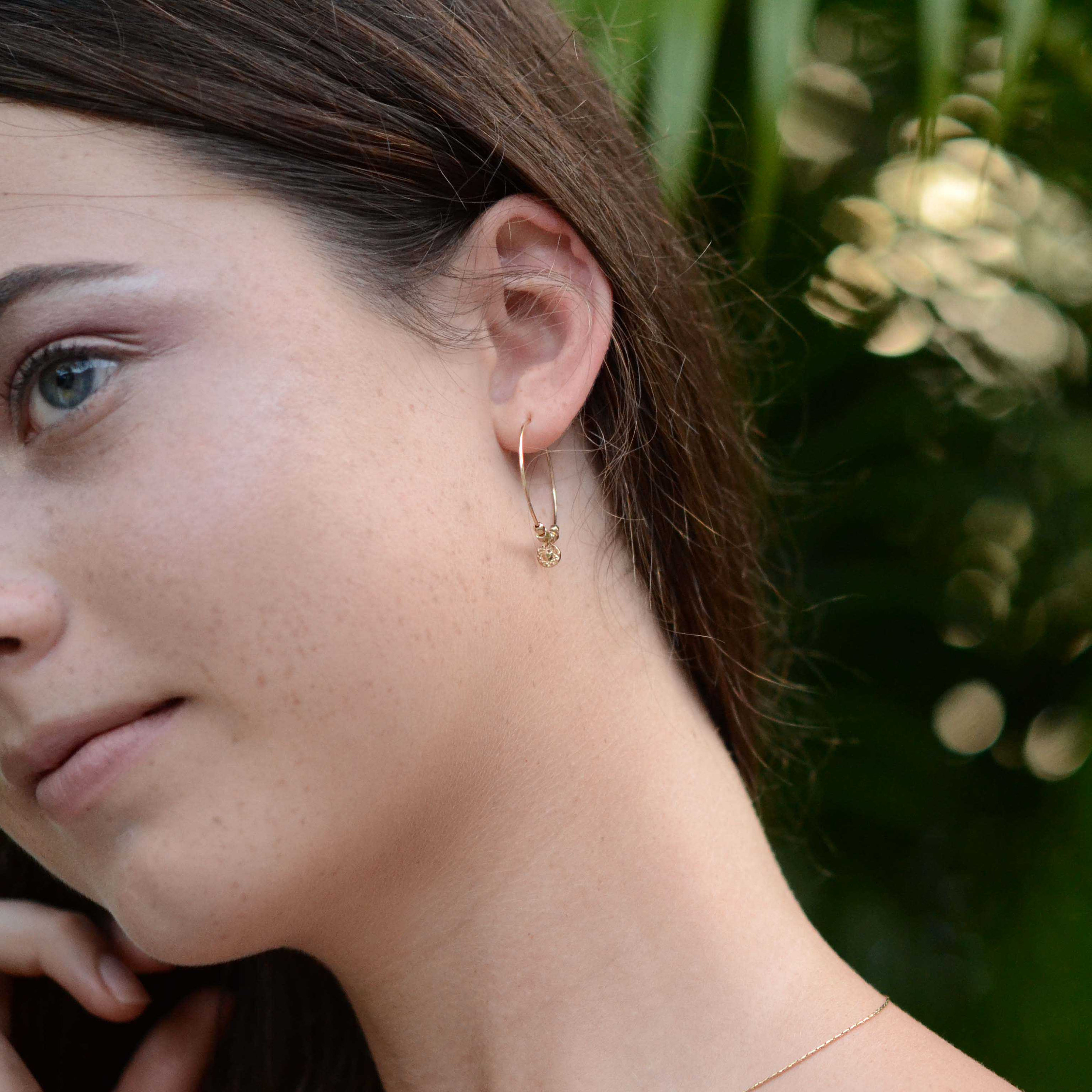 Boucles D'oreilles Créoles Finement Ciselées Couleur Or - Modèle 332 - Occasion Très Bon état