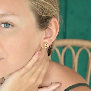 Boucles d'oreilles puces dorées à l'or fin 24 carats / Collection Médicis pur mini
