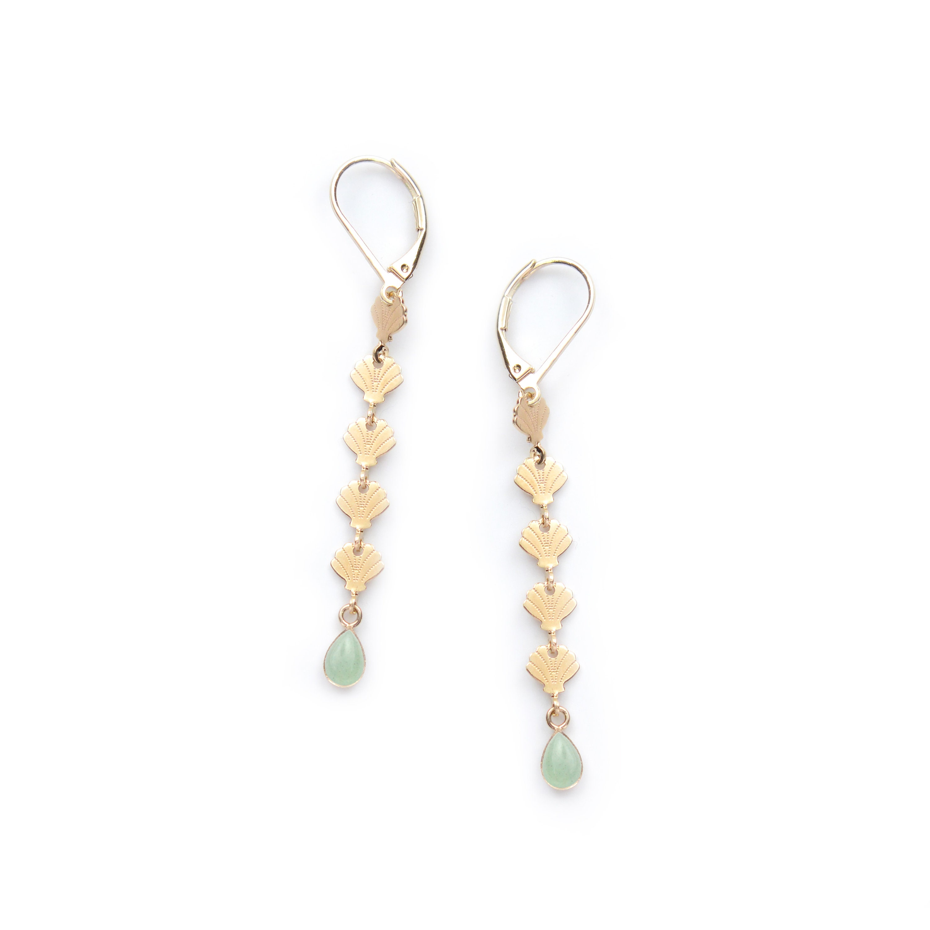 Boucles D'Oreilles Coquillages & Cristal - Plaqué Or, Dormeuses, Livraison Rapide