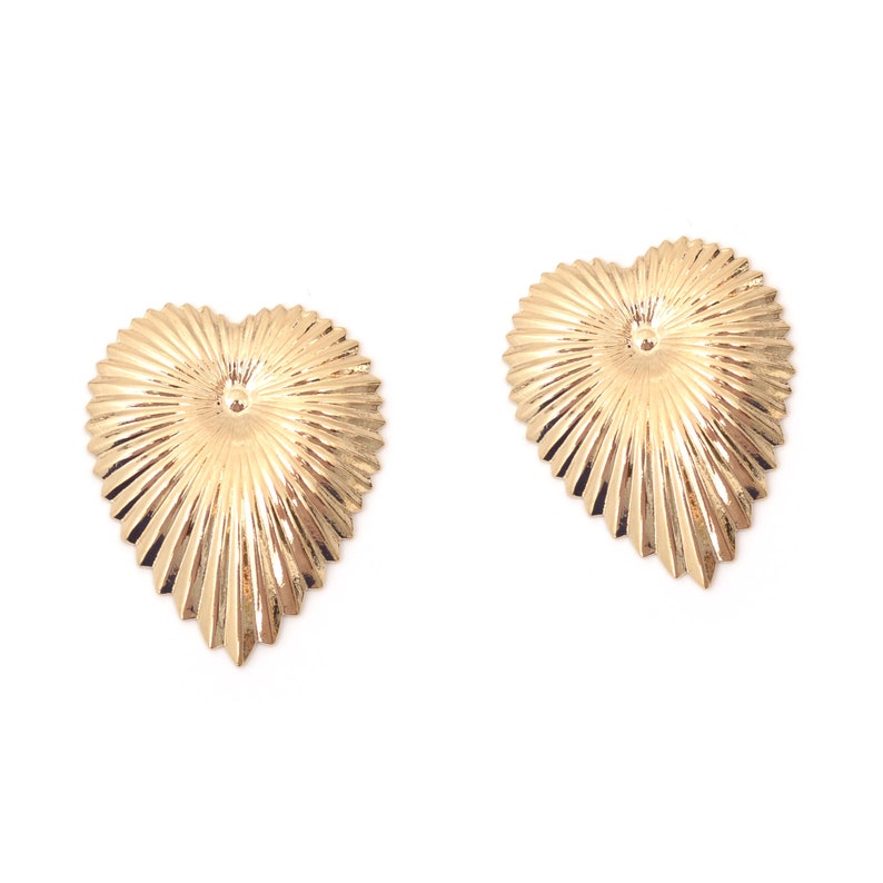 Boucles d'oreilles puces dorées à l'or fin 24 carats / Collection Cœur Sacré pur GM image 2