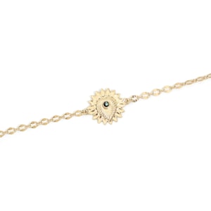 ブレスレット cœur doré à l'or fin 24 カラット et pierre semi-précieuse / Collection Ex Voto