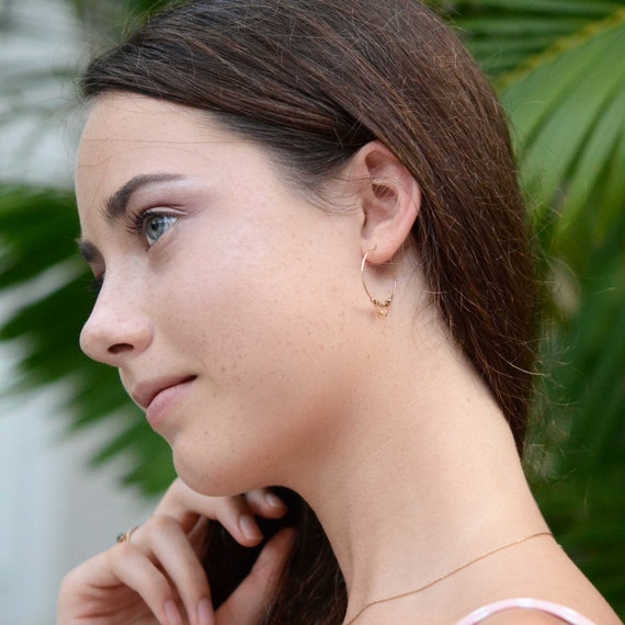 Boucles D'oreilles Créoles Dorées With Love From California - 3 Tailles, Neuf Sans Emballage