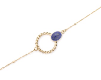 Bracelet doré à l'or fin 24 carats et pierre semi-précieuse / Collection Lyre