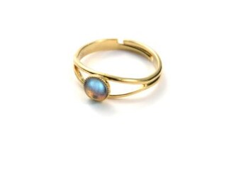Bague plaquée or et pierre semi-précieuse / Collection Perla