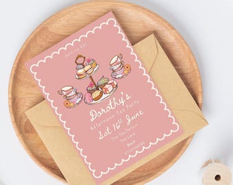 Nachmittagsteeparty | Einladungsvorlage | Bearbeitbares Canva-PDF | Digitaler Download