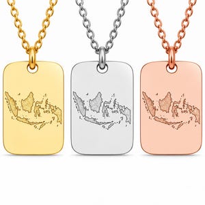 Halsband med karta över Indonesien, resepresent i sterlingsilver, minimalistisk design